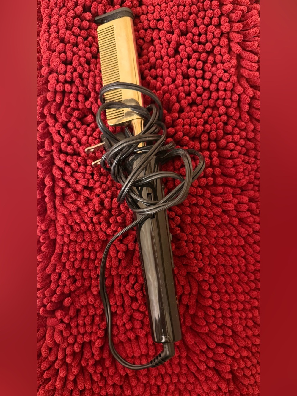 Solid Gold Brand Gold & Black Electric Hair Straightening Comb